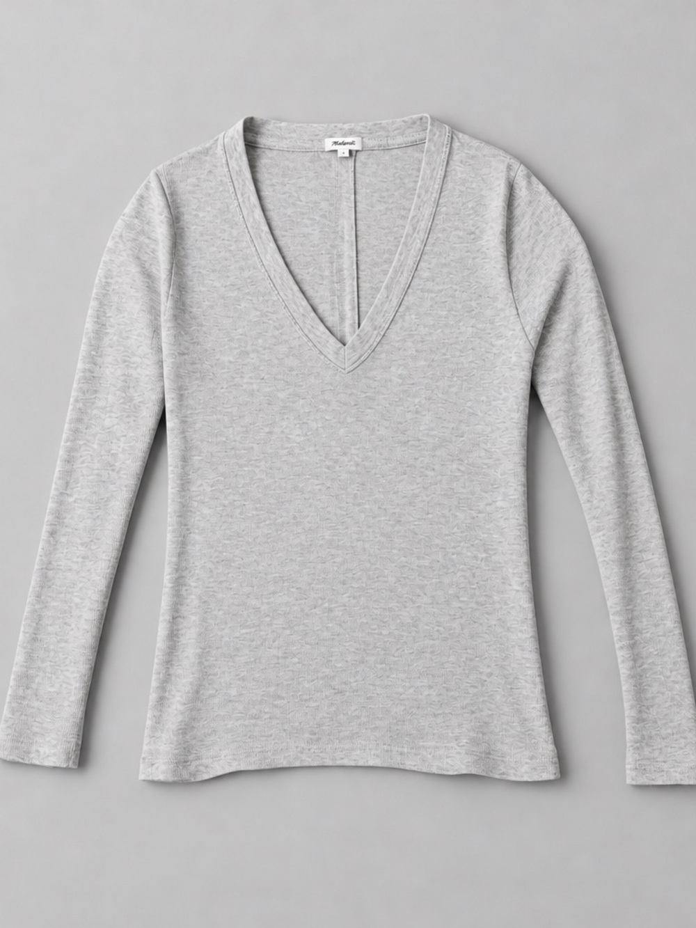 Garage Light Gray V-Neck Ribbed Women's knit top